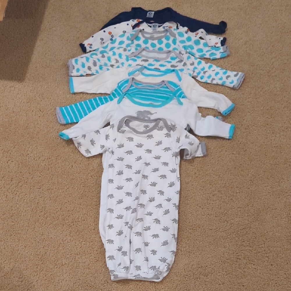 Baby Onesie Set with Animal Prints and Stripes